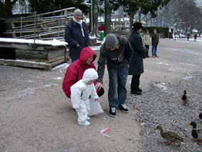 Opa, Omi, Daniel, Mom and you at the lake - feeding the ducks